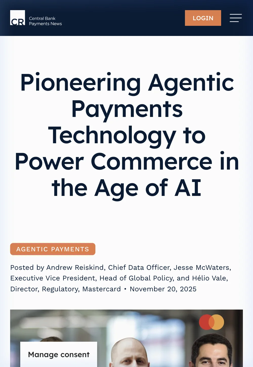 Mastercard Agent Pay announcement